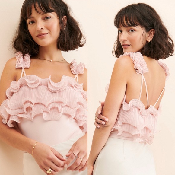 Free People / For The Frill Of It Bodysuit in Pink - Picture 2 of 9